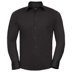 Russell Collection Mens Easy-Care Fitted Long-Sleeved Shirt / Black